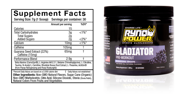 Gladiator Concord Grape Pre-Workout Drink Mix