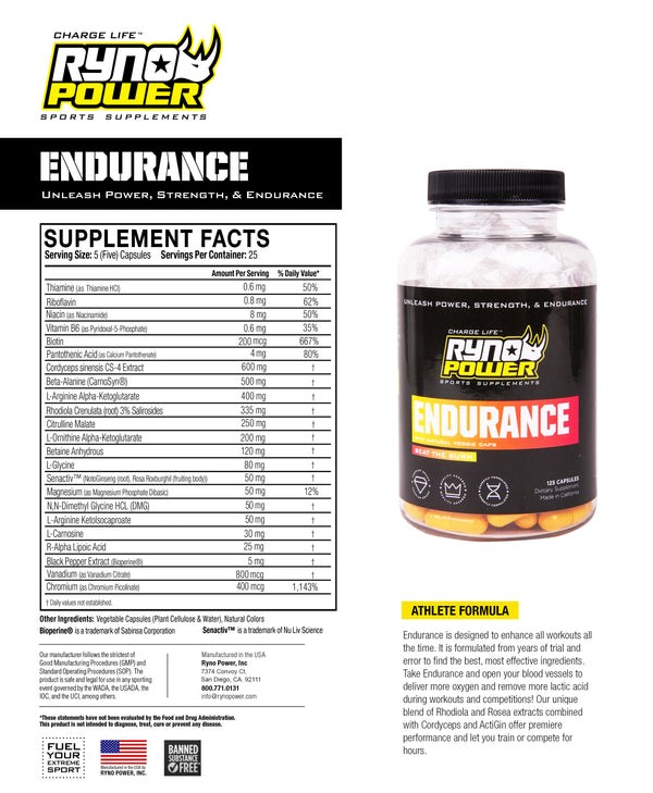 Pre-Race/Pre-Workout & Endurance Supplement Combo Pack/Single Serving (5 Capsules)
